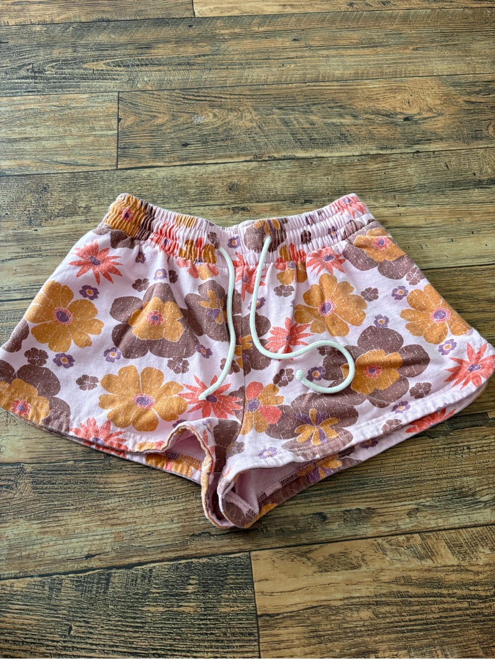 Urban Outfitters Pink Floral Athletic Drawstring Shorts